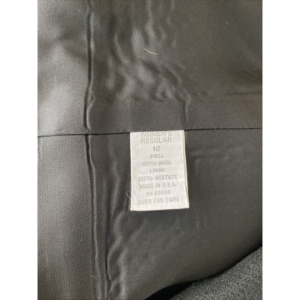 LANDS' END Black Wool Blazer Jacket Coat VTG Minimalist Dark Academia Women’s 12 - Picture 4 of 8